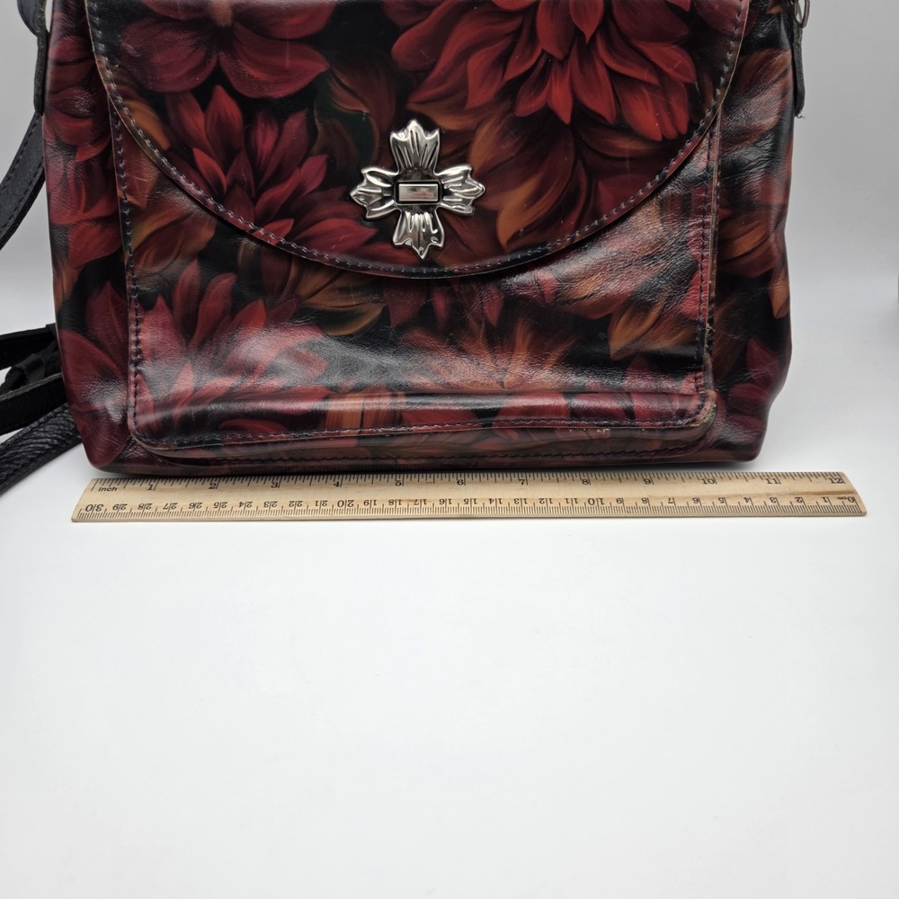 Patricia Nash Salina Floral Crossbody Bag In English Rose Medium Red & Black - Picture 13 of 16